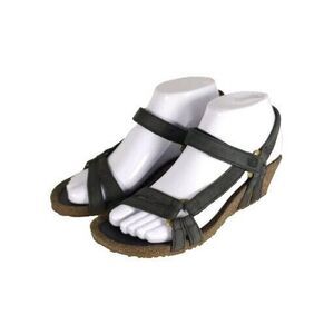 Teva Women’s Ventura US6,5 Black Leather Strappy Cork Wedge Slingback Sandals